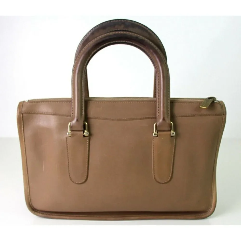 CLASSIC VTG Michael Green SADDLE BEIGE GENUINE LEATHER TOP HANDLE HANDBAG TOTE